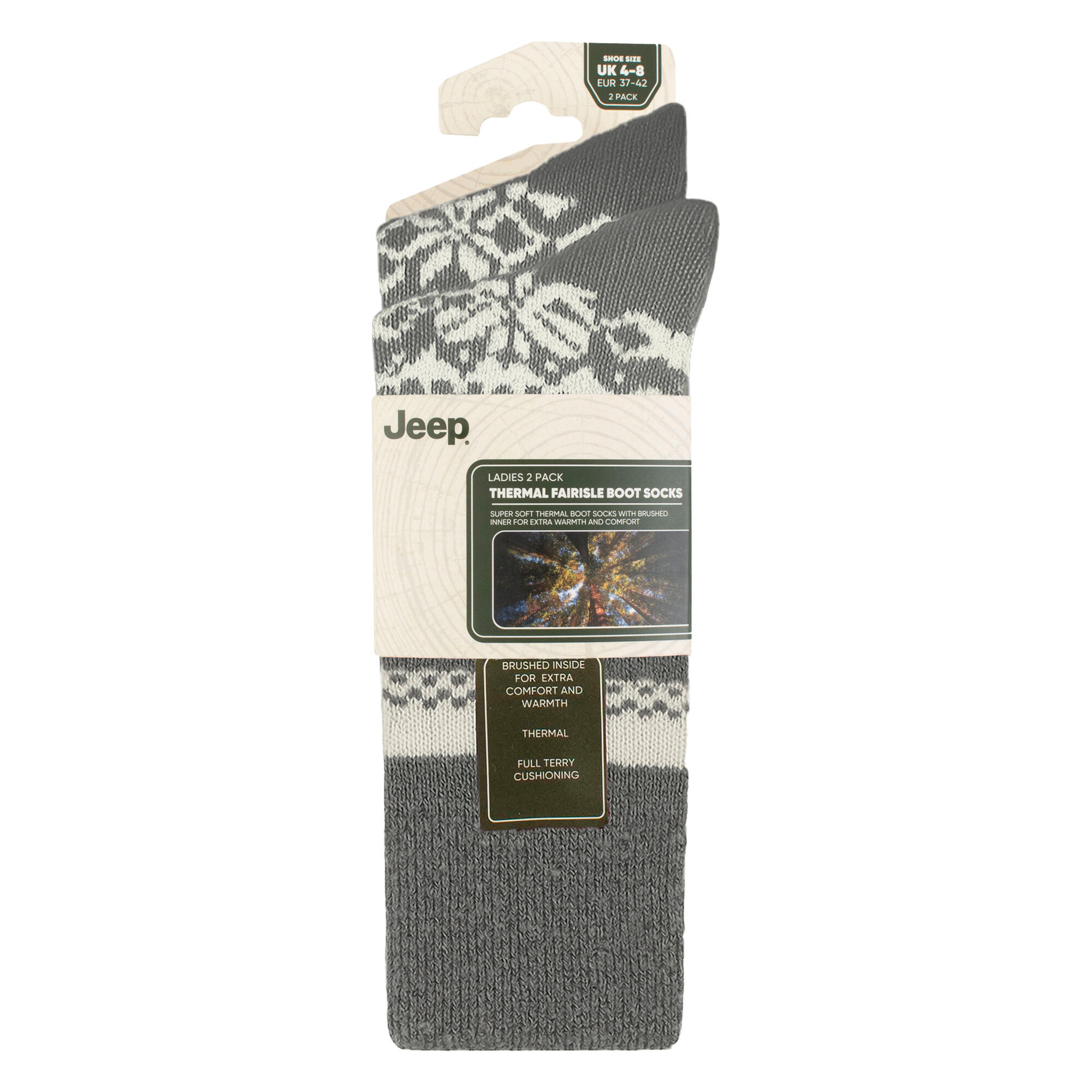 Jeep - 2 Paires Chaussettes Femme Thermiques Motif Fair Isle | Hiver 2/5