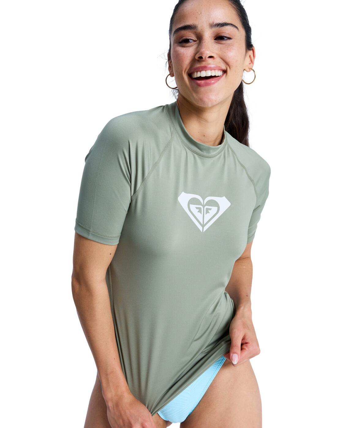 Roxy Kurzarm-Rashguard WHOLE HEARTED Grün Frauen