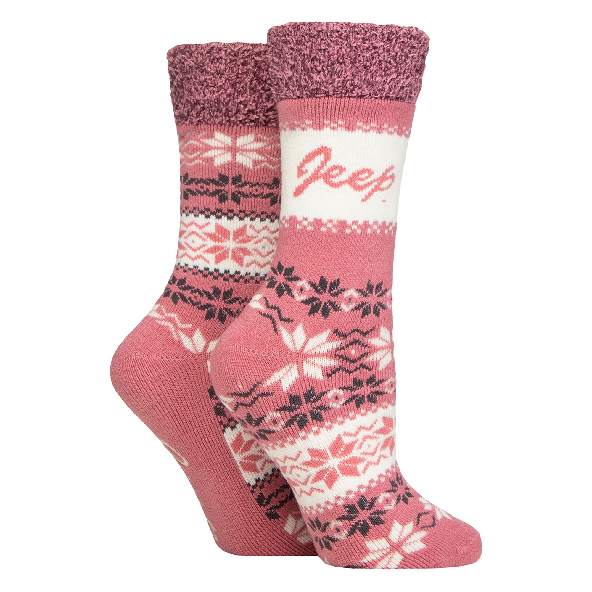 Jeep - 2 Paires Chaussettes Femme Thermiques Motif Fair Isle | Hiver 3/5