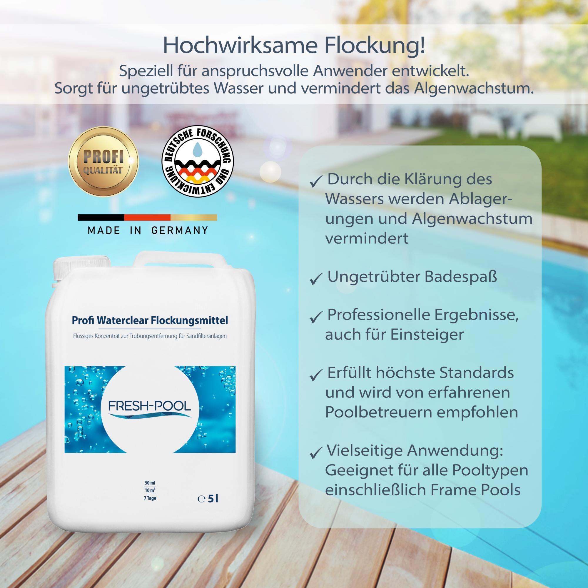 Fresh-Pool Profi Waterclear Flockungsmittel 5 Liter - Flockmittel Pool
flüssig | 3/6