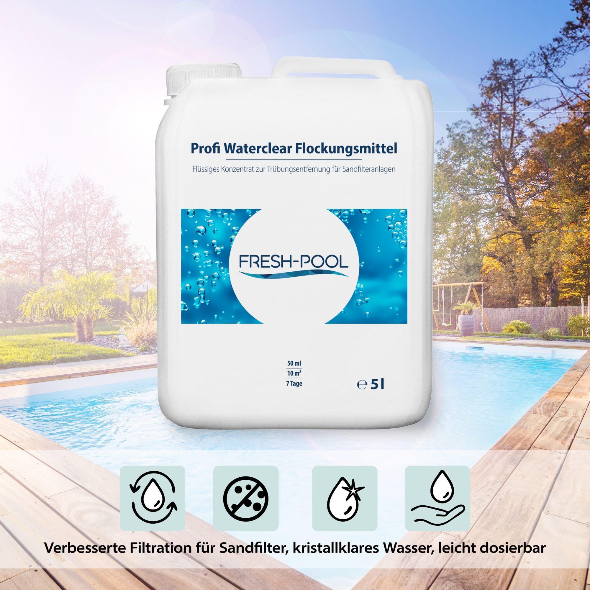 Fresh-Pool Profi Waterclear Flockungsmittel 5 Liter - Flockmittel Pool
flüssig | 2/6