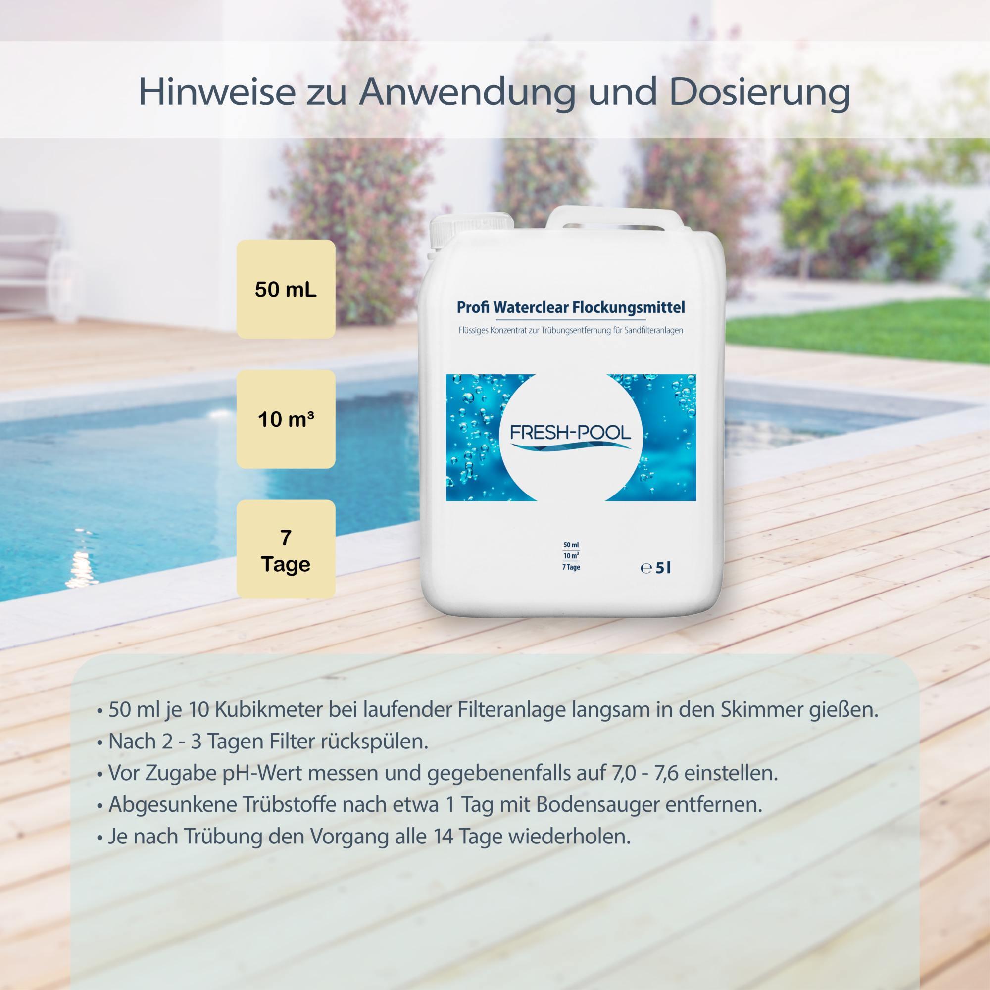 Fresh-Pool Profi Waterclear Flockungsmittel 5 Liter - Flockmittel Pool
flüssig | 4/6