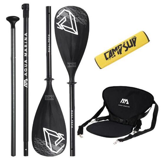 Wiosło SUP 2w1 Dual-Tech Czarne + Bojka do wiosła Żółta + Siedzisko