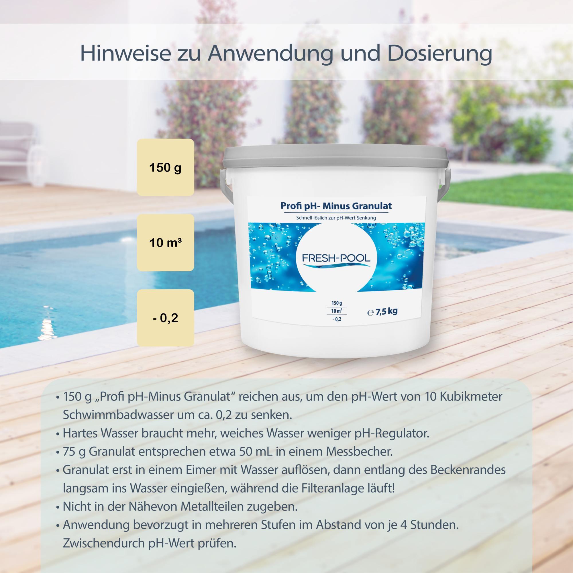 Fresh-Pool Profi pH- Minus Granulat 7,5 kg - ph-Minus für Pool | ph
Senker Granu 4/7
