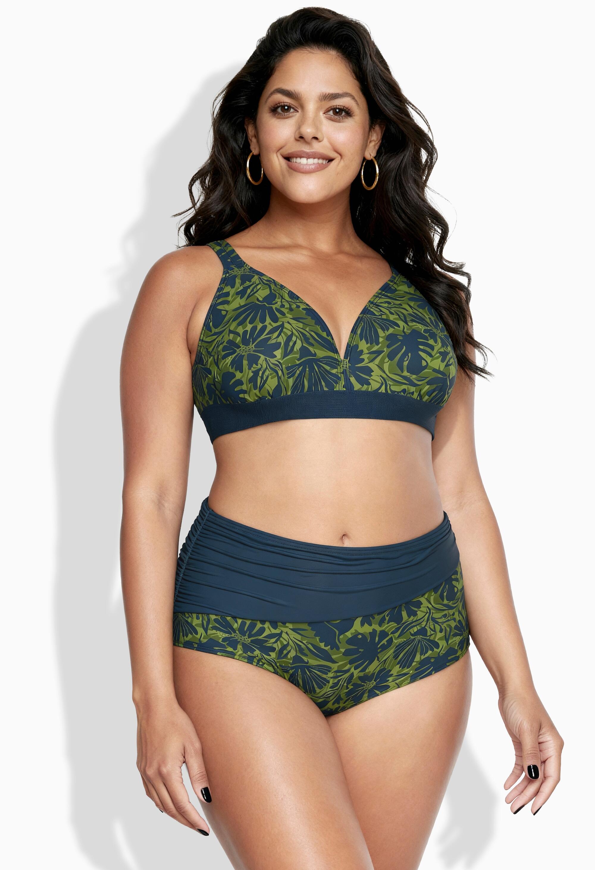 Dames Bikini bloemen zonder zachte cups verstelbare schouderbandjes gerecycled 1/7
