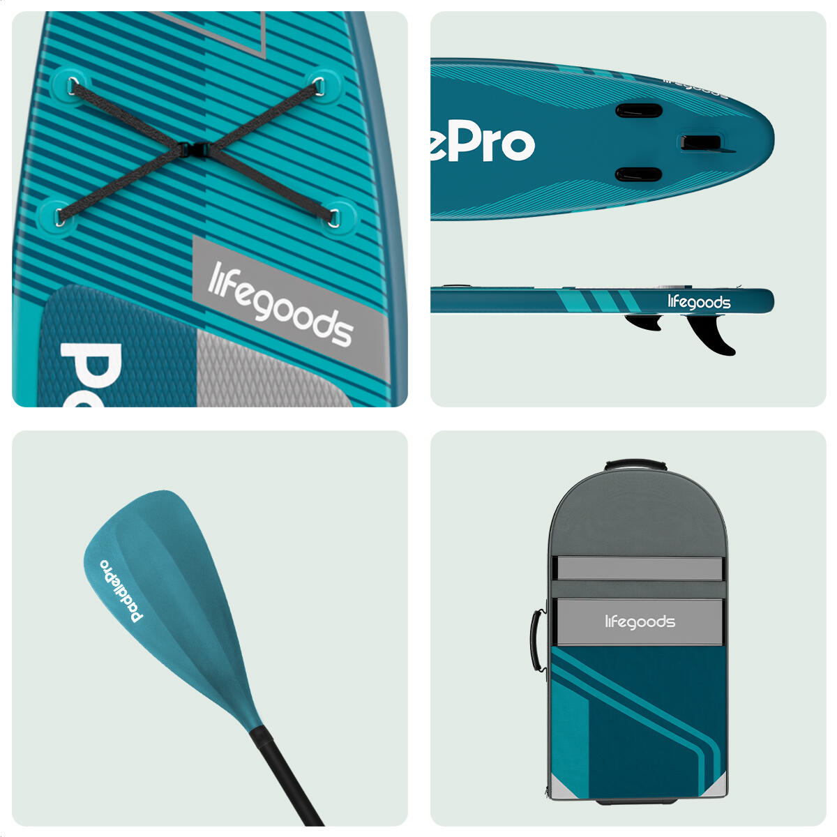 PaddlePro SUP Board Pro - gonflable - 320cm - max 150kg - Bleu-vert 2/4