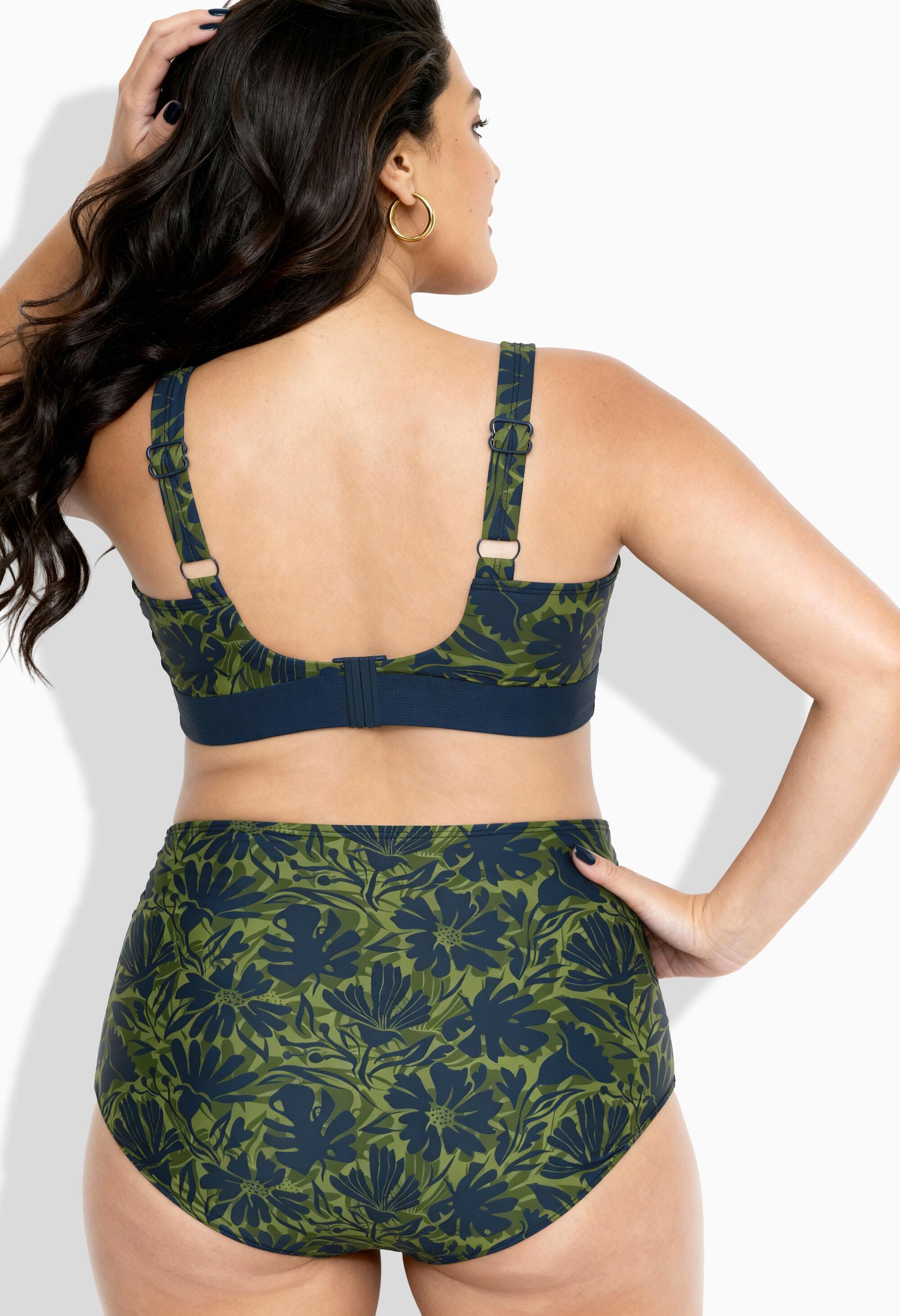 Dames Bikini bloemen zonder zachte cups verstelbare schouderbandjes gerecycled 2/7