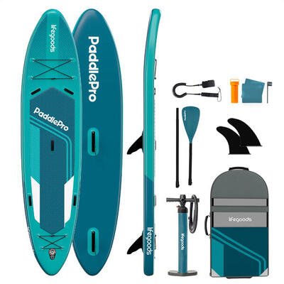Sup board tandem - complete set - 381cm - max 220kg - 2 personen - blauwgroen