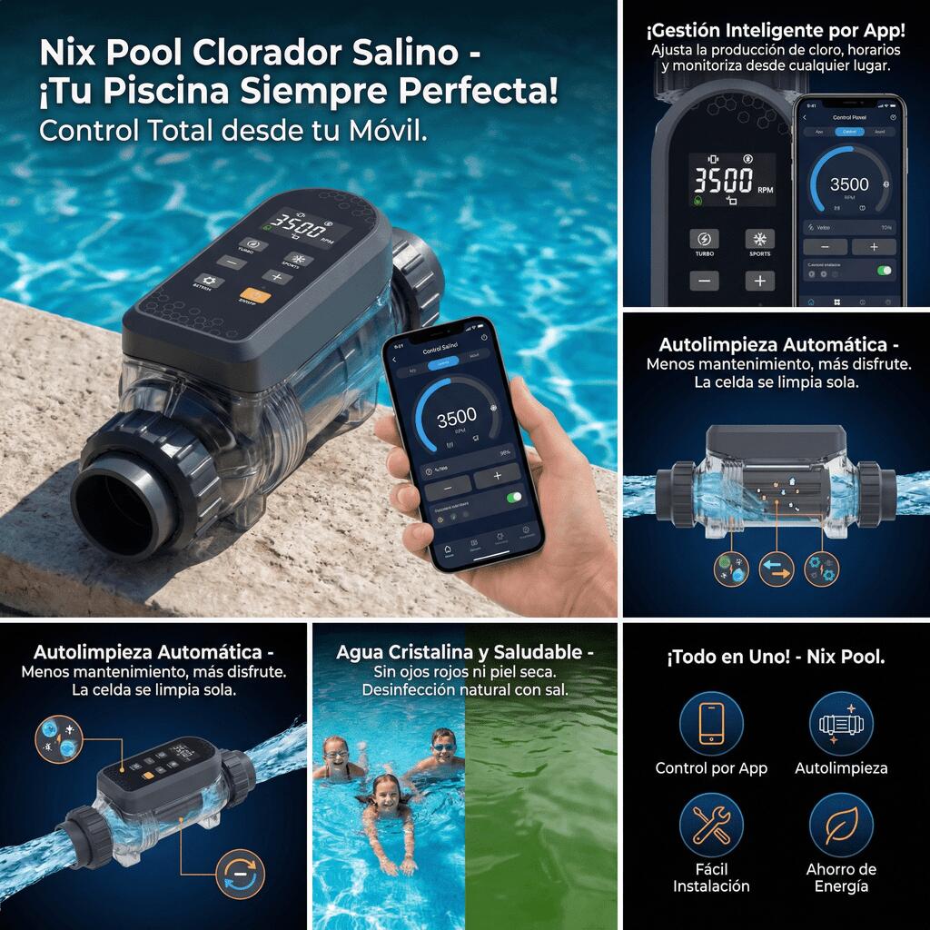 Nix Pool - elettrolizzatore per piscine LC Wifi Nix Pool - LC200A 20 gr/h 90 m³ 2/7