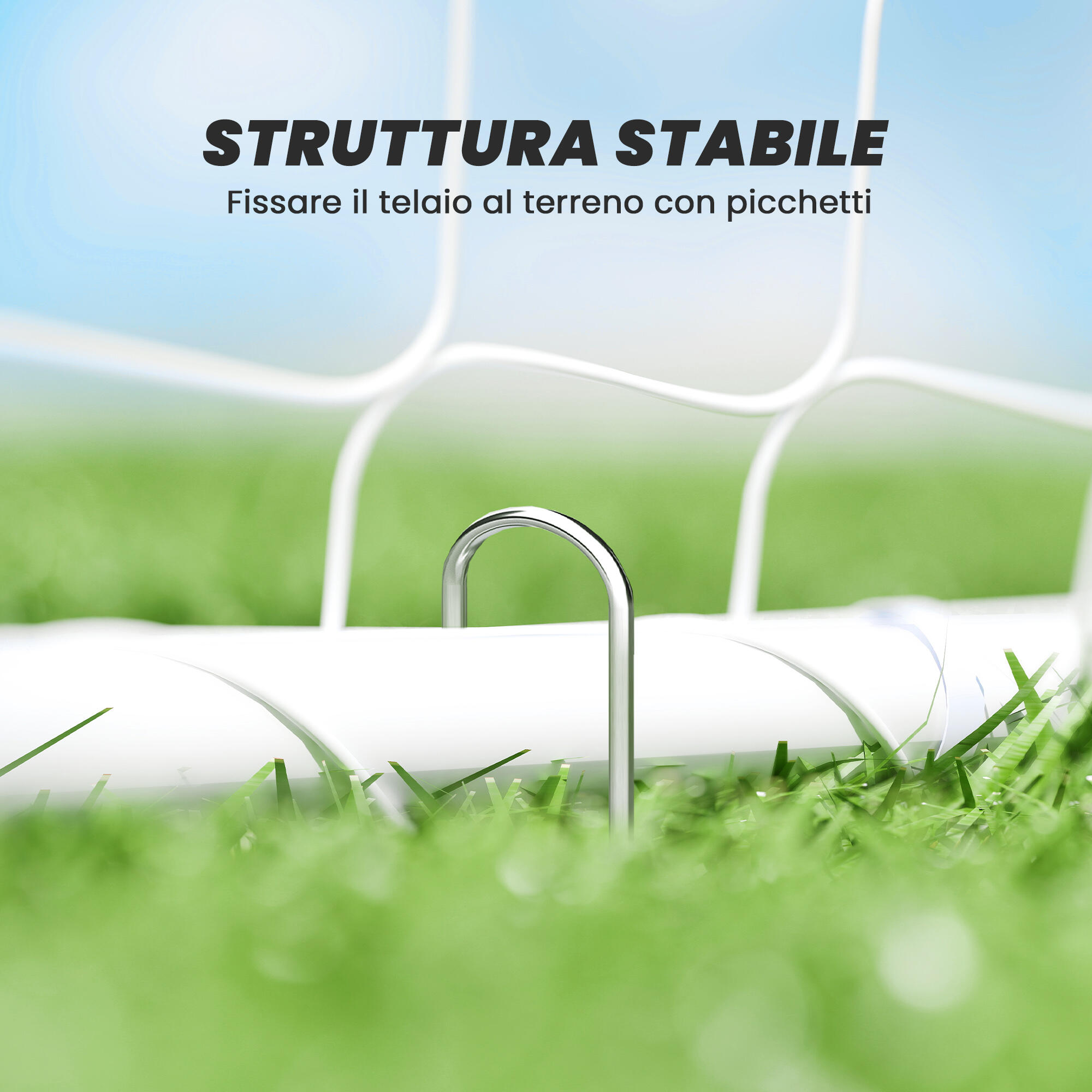 HOMCOM Porta da Calcio in PE e Metallo 301x120x200 cm Bianco 5/7
