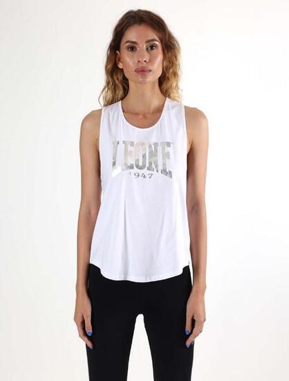 Canotta donna Leone 1947 Apparel in cotone con grande logo. Per training.