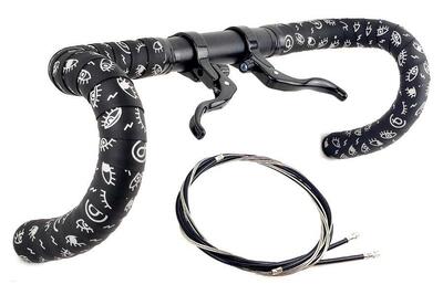 Drop bar stuur 31.8 mm met sntfx special reflective eyes stuurlinten met remmen