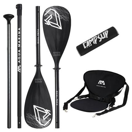 Wiosło SUP 2w1 Dual-Tech Czarne + Bojka do wiosła Czarna + Siedzisko