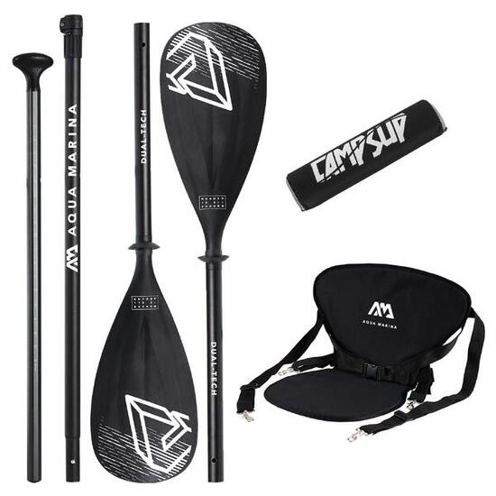 Wiosło SUP 2w1 Dual-Tech Czarne + Bojka do wiosła Czarna + Siedzisko