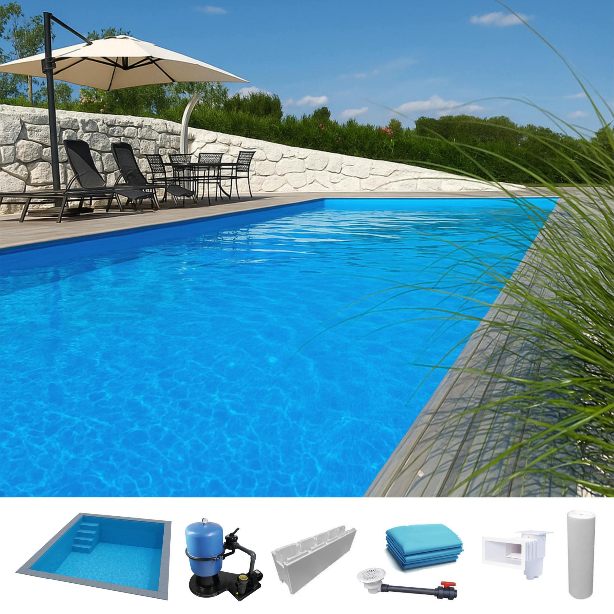 KWAD Styropor Pool Easy mit gerader Treppe links 6 x 3 x 1,5 m blau 1/4