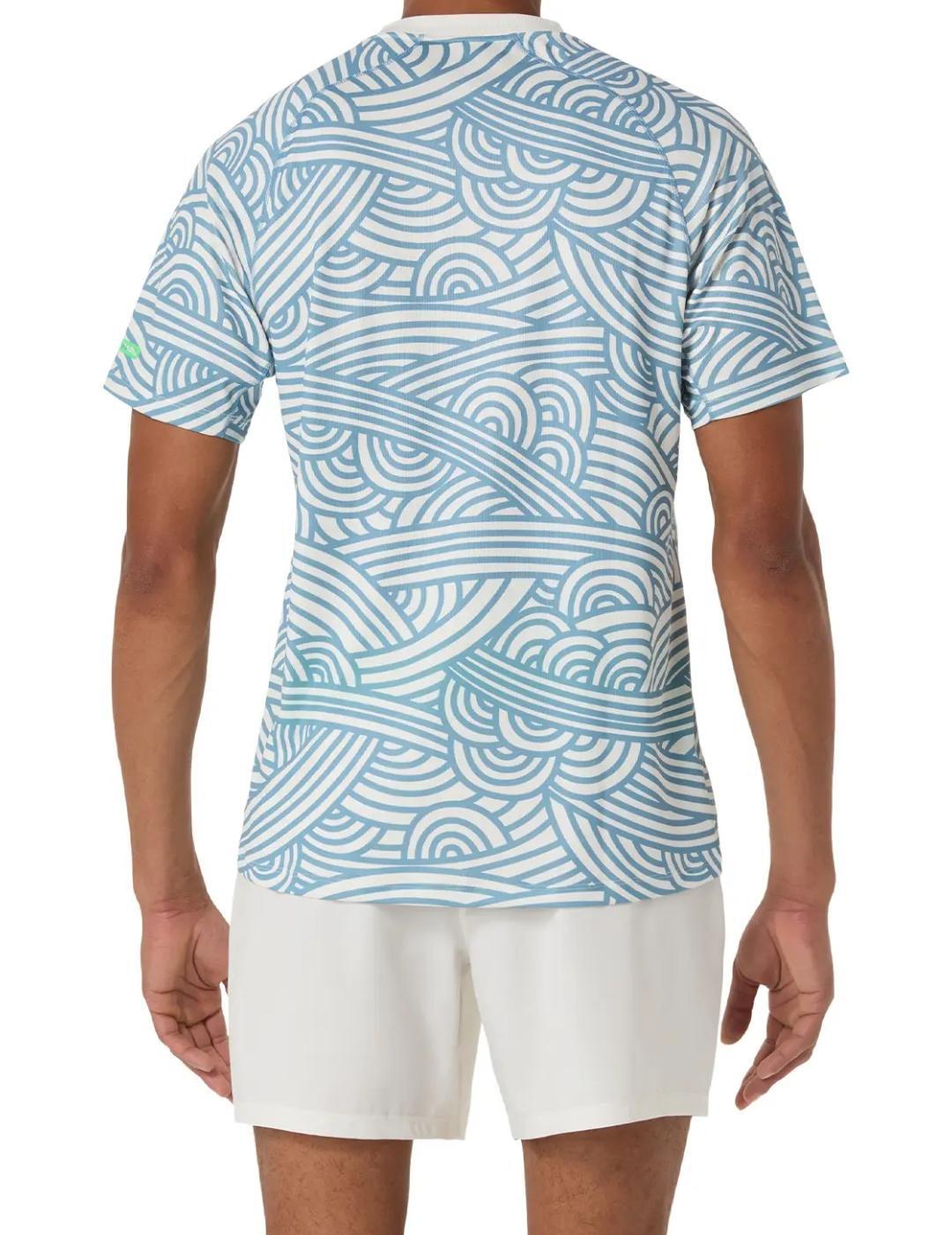 Camiseta Asics Padel Court Print SS Top Cream Blue 2/4