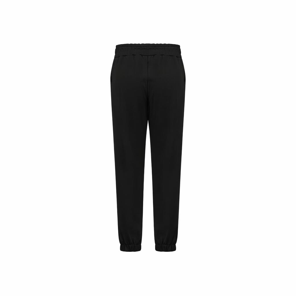 Pantalone Donna Invernale in Felpa Garzata con Ricamo Tono su Tono NERO 2/3