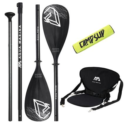 Wiosło SUP 2w1 Dual-Tech Czarne + Bojka do wiosła Zielona + Siedzisko