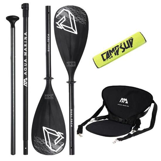 Wiosło SUP 2w1 Dual-Tech Czarne + Bojka do wiosła Zielona + Siedzisko
