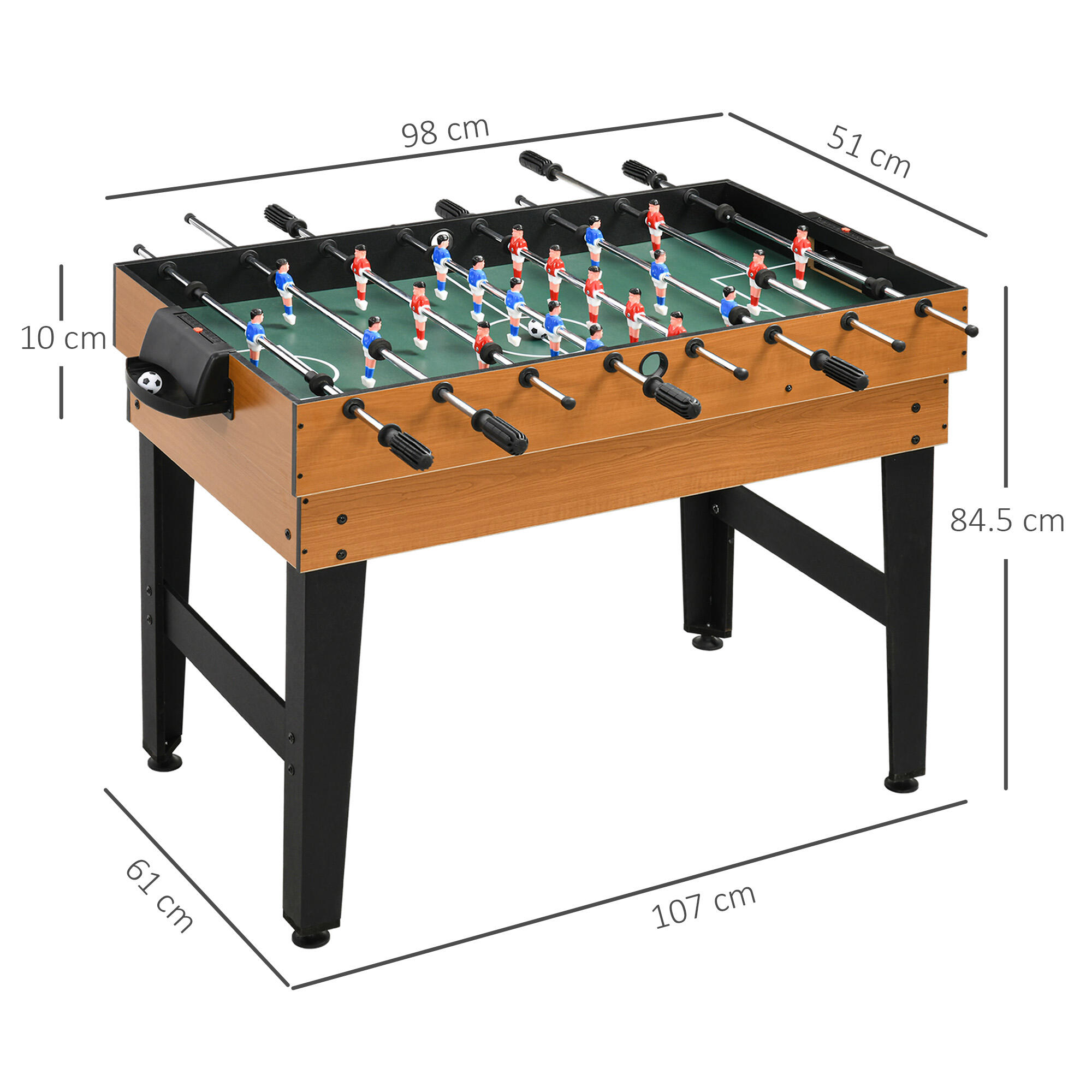 HOMCOM Tavolo da Gioco 4 in 1 Calcio Balilla Biliardo Ping Pong Hockey da Tavolo 3/7
