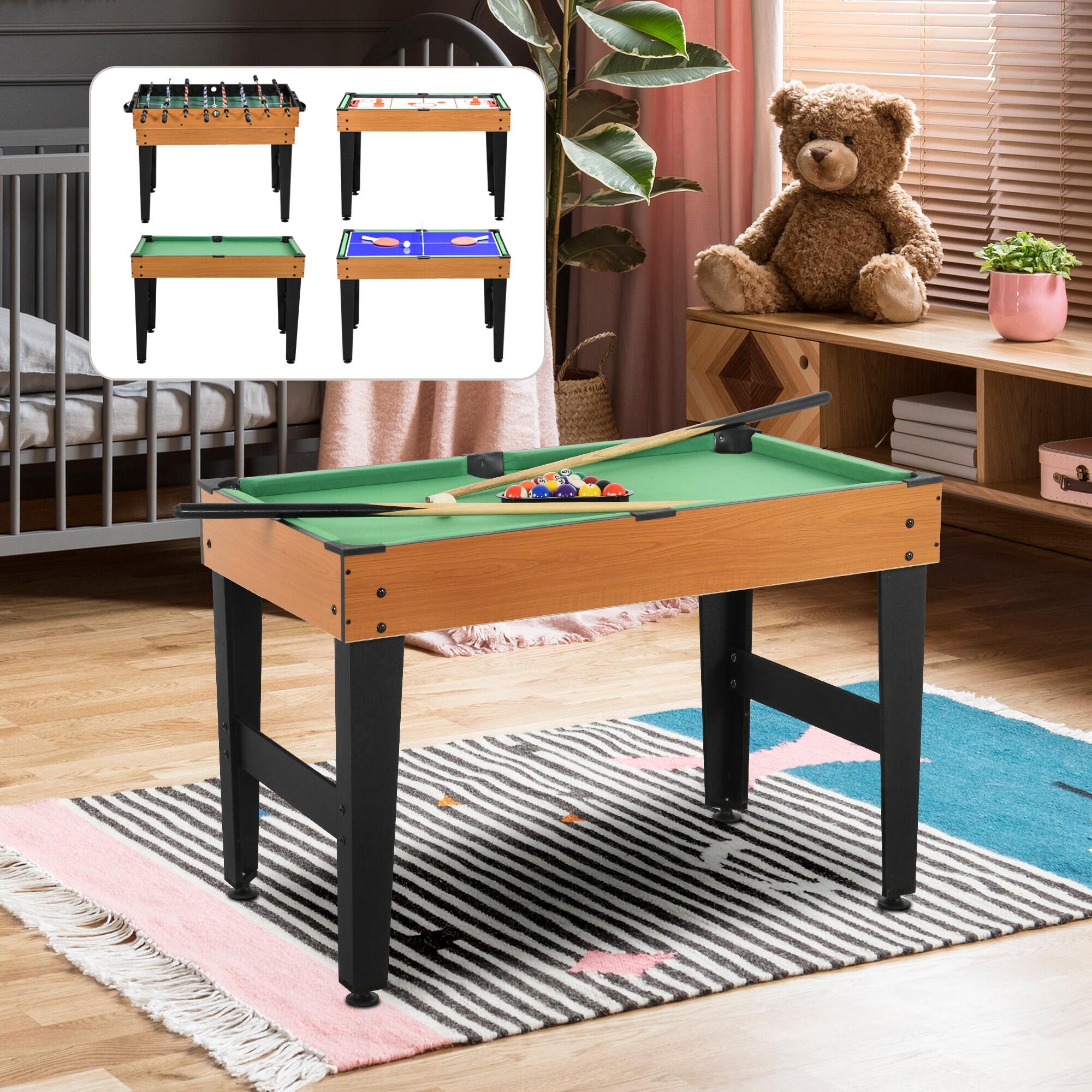 Mesa Multijuegos HOMCOM 107x61x84.5 cm Madera Natural 2/4