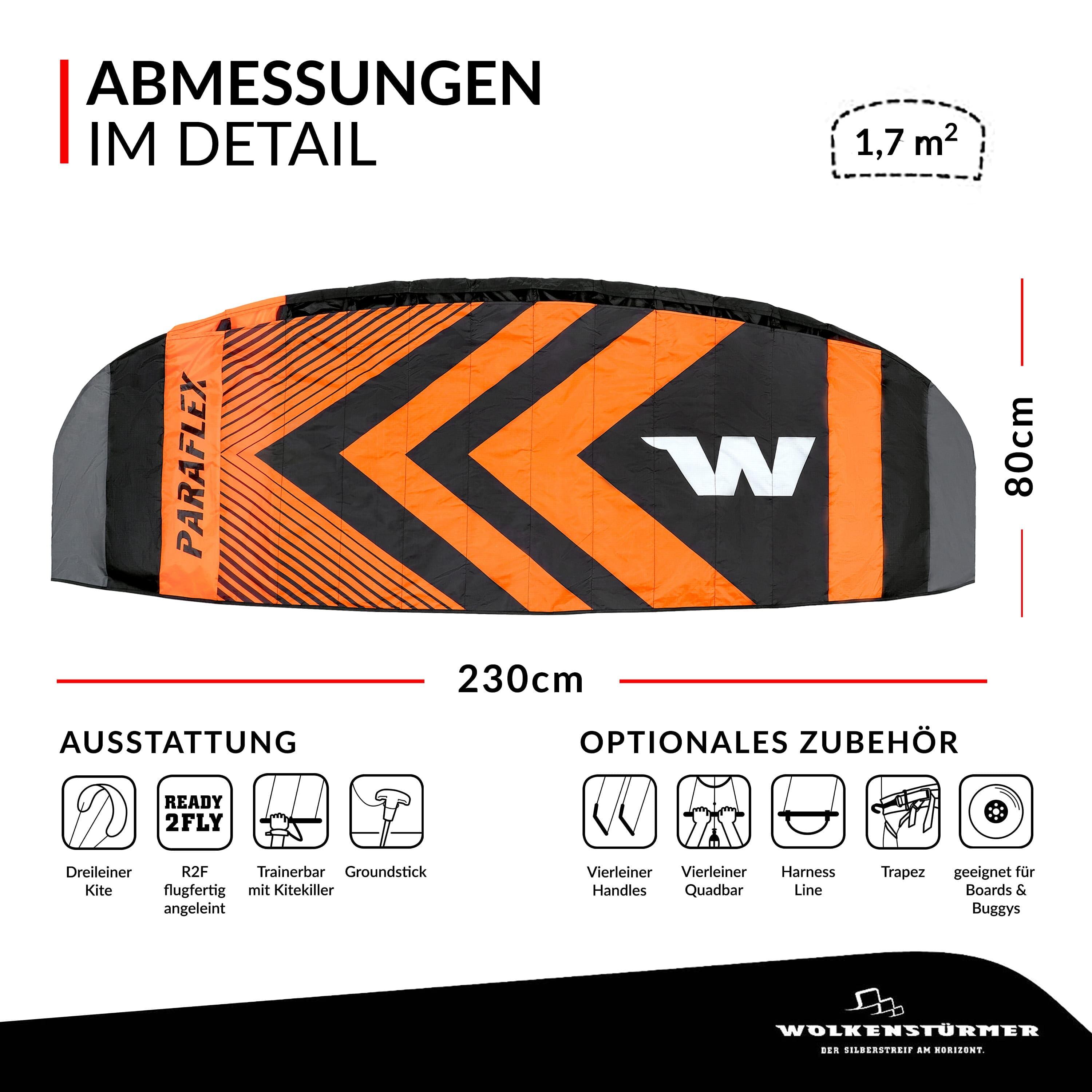 Materassino aquilone Wolkensturmer Paraflex Trainer 2.3 Arancione neon 14231 7/7