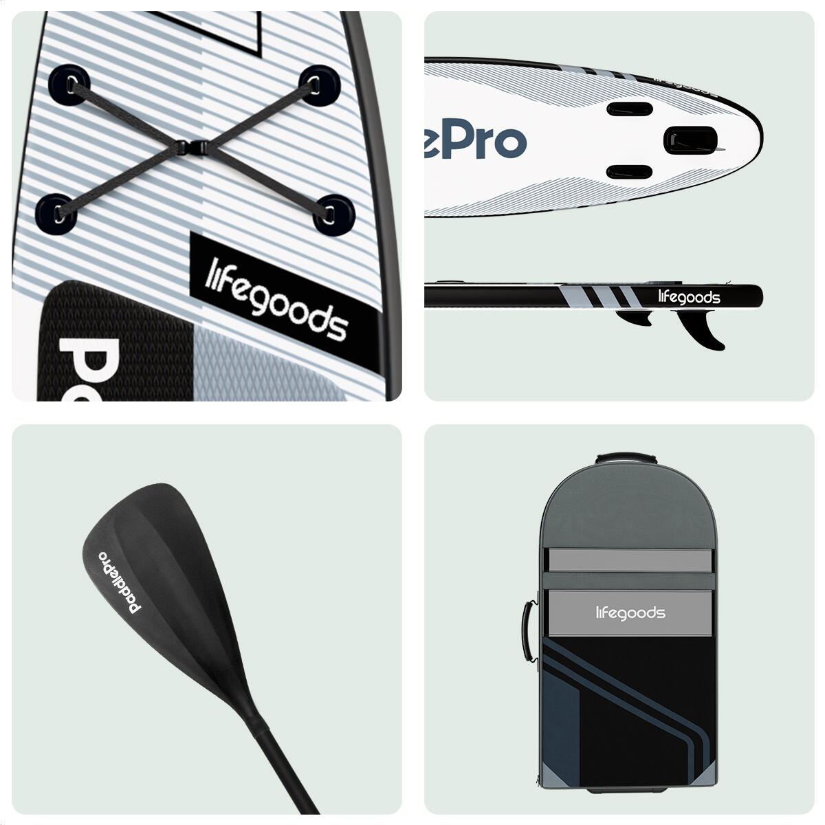 PaddlePro SUP Board Pro - opblaasbaar - 320cm - max 150kg - Wit/Zwart 2/4