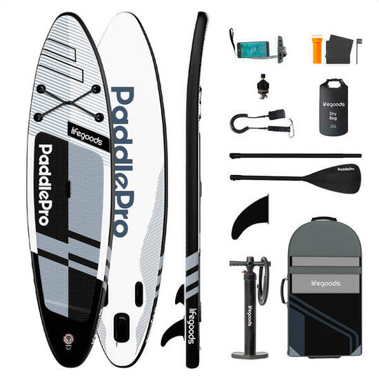 PaddlePro SUP Board Pro - opblaasbaar - 320cm - max 150kg - Wit/Zwart