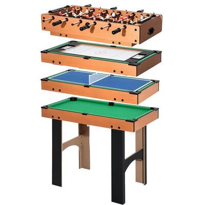 HOMCOM Tavolo Multigioco 4 in 1 con Calcio Balilla Ping Pong Biliardo e Hockey
