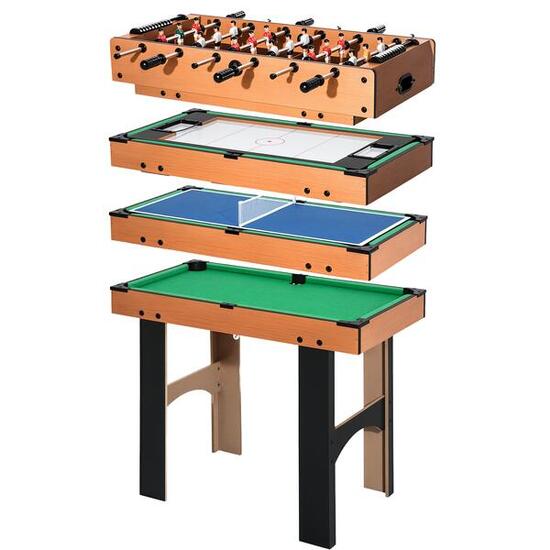 HOMCOM Tavolo Multigioco 4 in 1 con Calcio Balilla Ping Pong Biliardo e Hockey