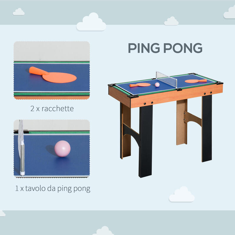 Masă 4 în 1 HOMCOM cu fotbal de masă, ping-pong, masă de biliard și hochei
