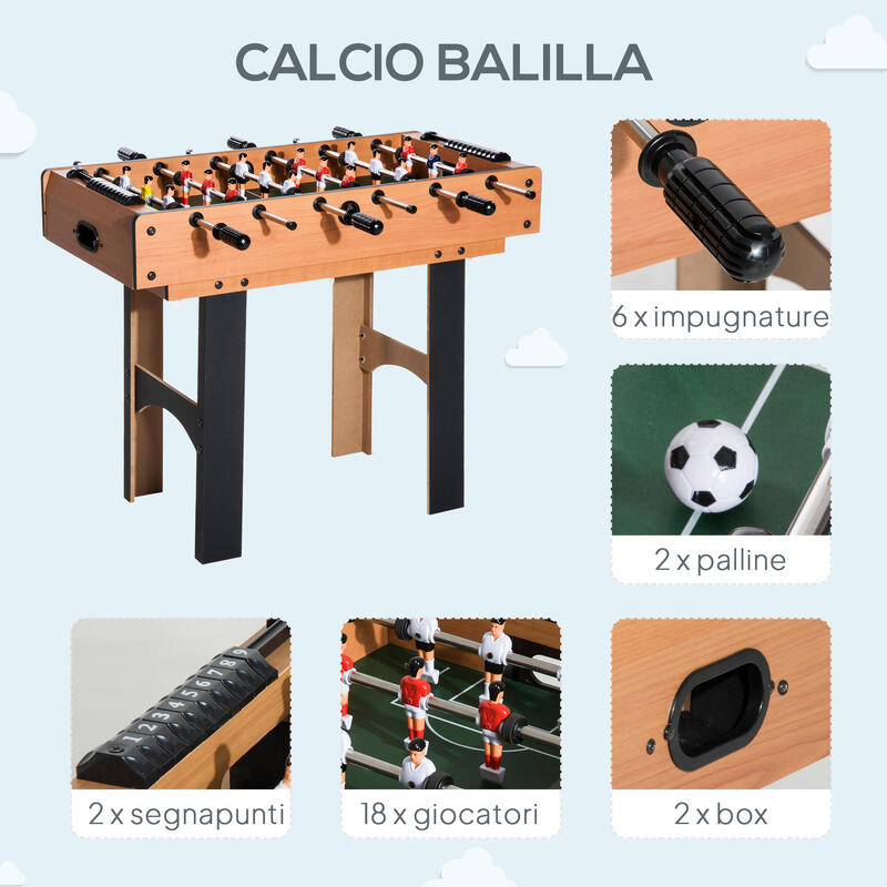 Masă 4 în 1 HOMCOM cu fotbal de masă, ping-pong, masă de biliard și hochei