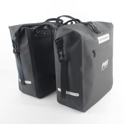 Doppelte Fahrradtasche 56 Liter Schwarz Mit Reflektoren Wasserdicht