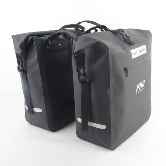 Doppelte Fahrradtasche 56 Liter Schwarz Mit Reflektoren Wasserdicht