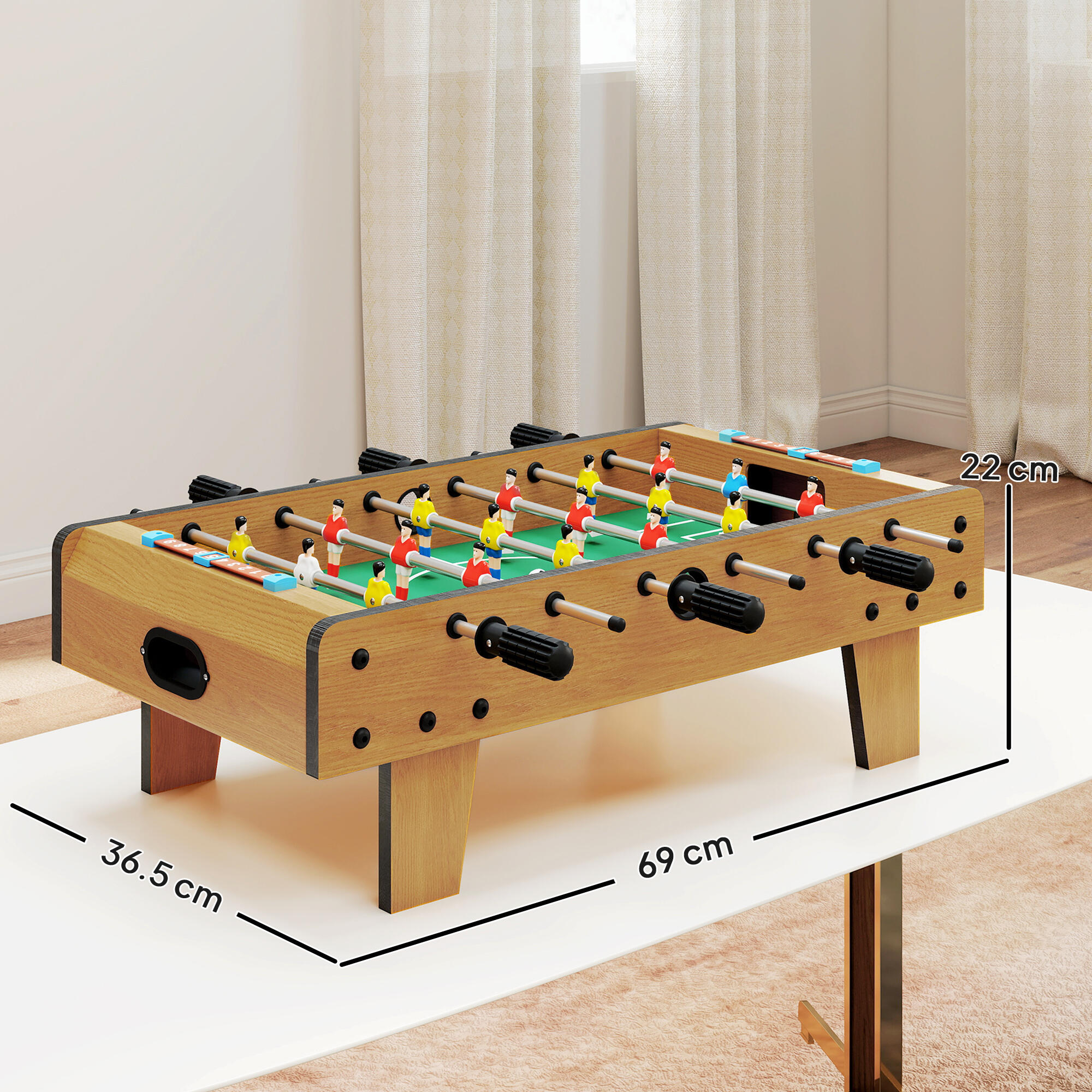 HOMCOM Calcio Balilla Pieghevole per Adulti e Bambini in MDF 69x36.5x22 cm 3/8