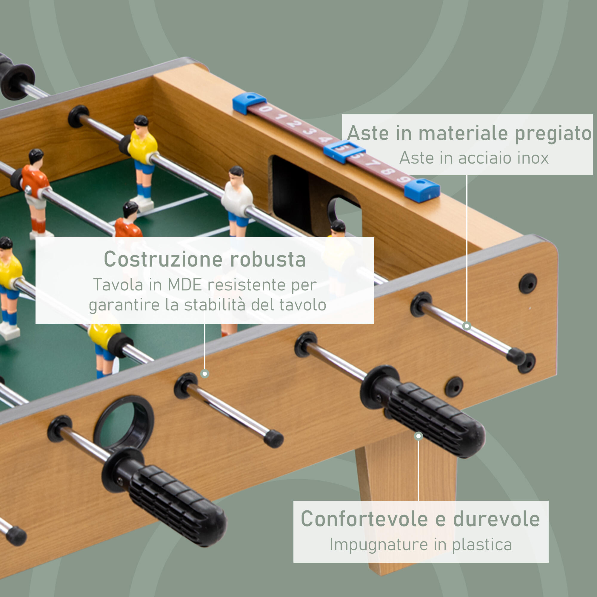HOMCOM Calcio Balilla Pieghevole per Adulti e Bambini in MDF 69x36.5x22 cm 5/8