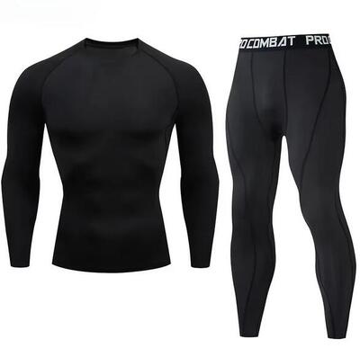 Completo intimo termico da uomo maglietta a compressione a maniche lunghe