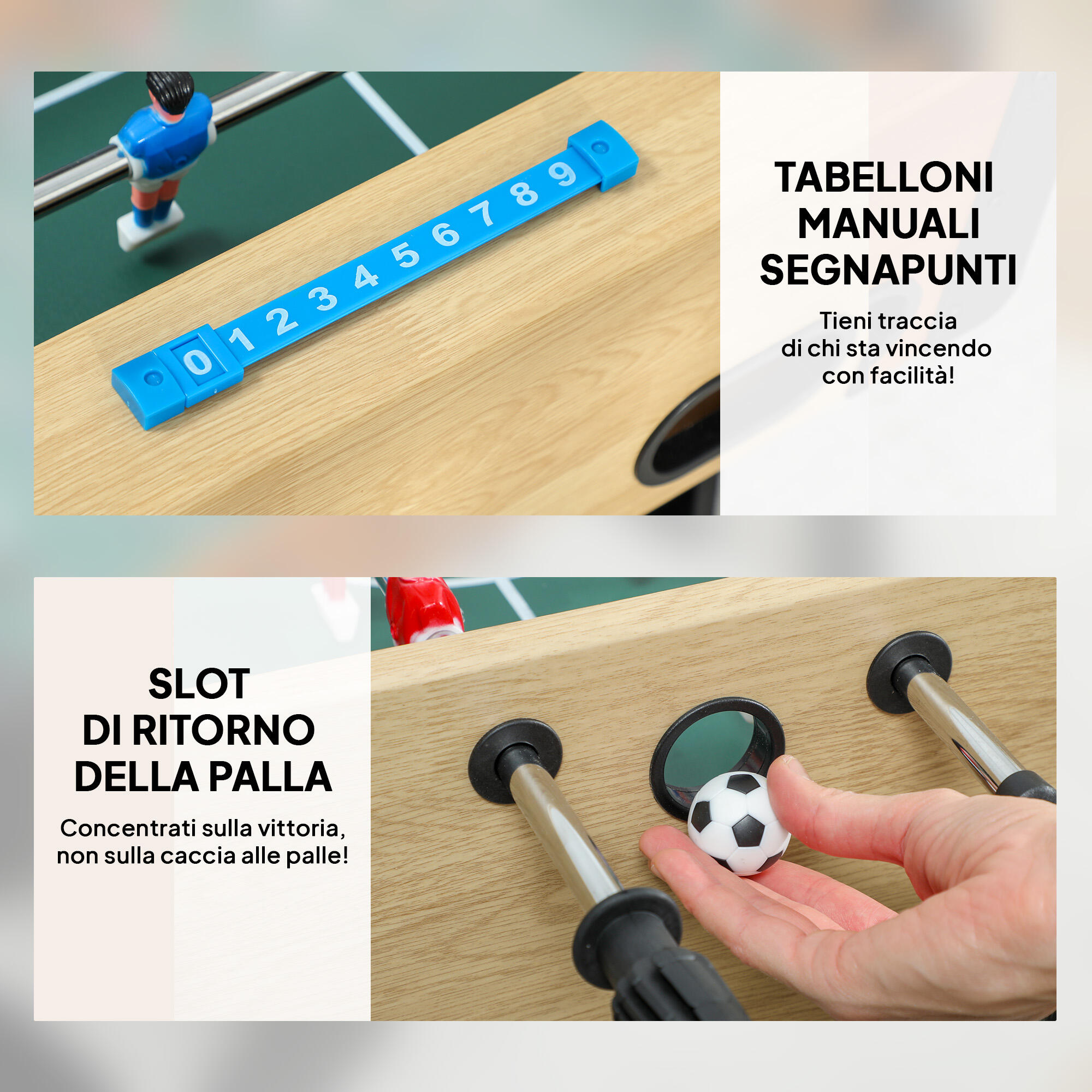 SPORTNOW Calcio Balilla Pieghevole con Impugnature Antiscivolo Verde e Legno 7/8