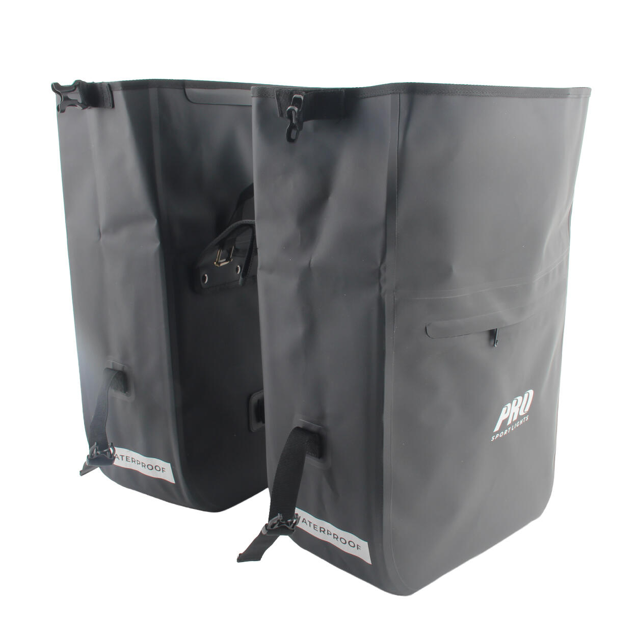 Bolsa doble para bicicleta negra 54 litros con reflectores e impermeable 3/7