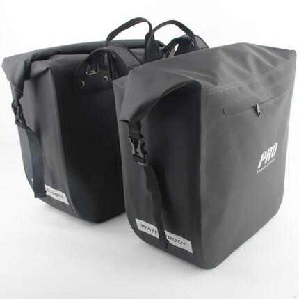 Doppelte Fahrradtasche Schwarz 54 Liter Reflektoren Wasserdicht