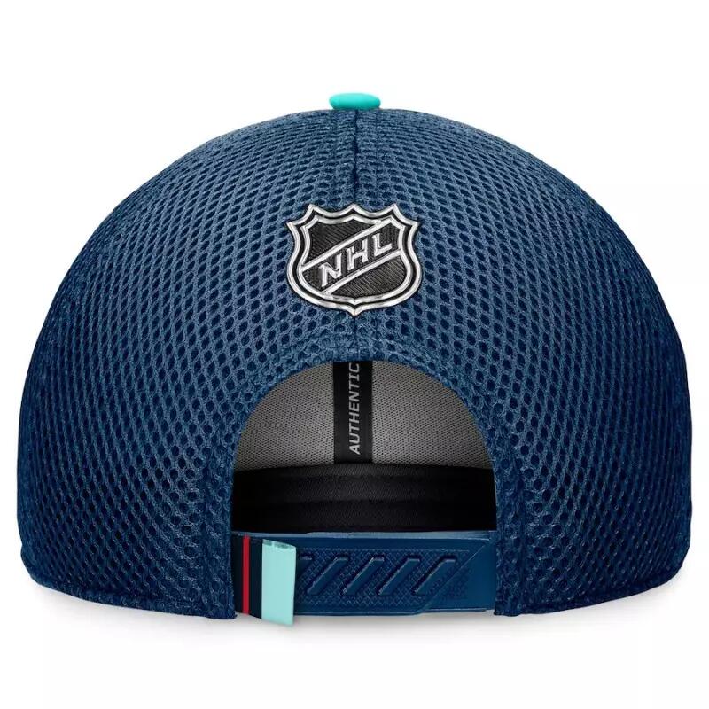 Casquette NHL Seattle Kraken Fanatics Authentic Pro Draft 2024 Trucker Bleu mari 3/3