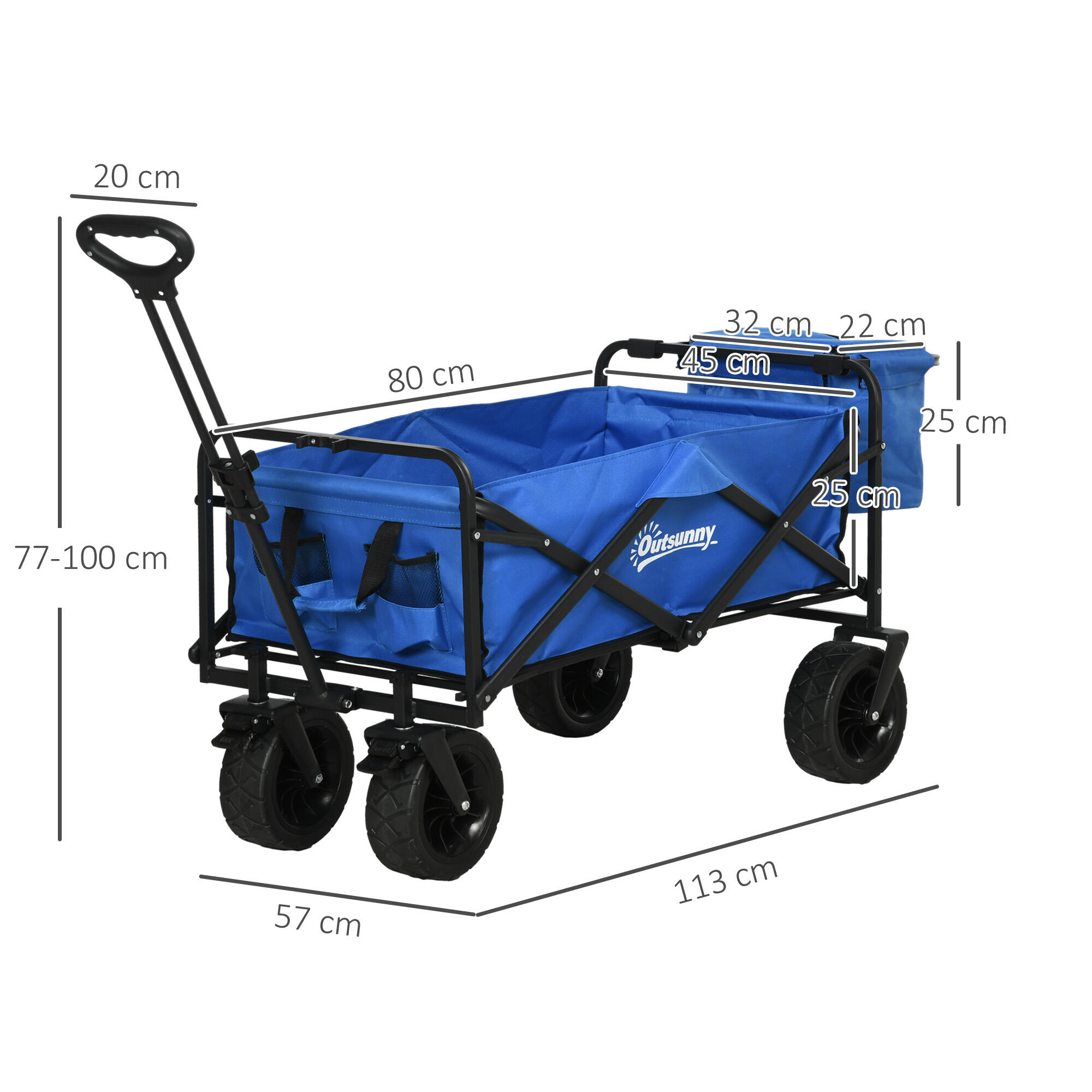Outsunny Carrello da Esterno 110L con Maniglia Telescopica e Borsa Termica 15L 3/7