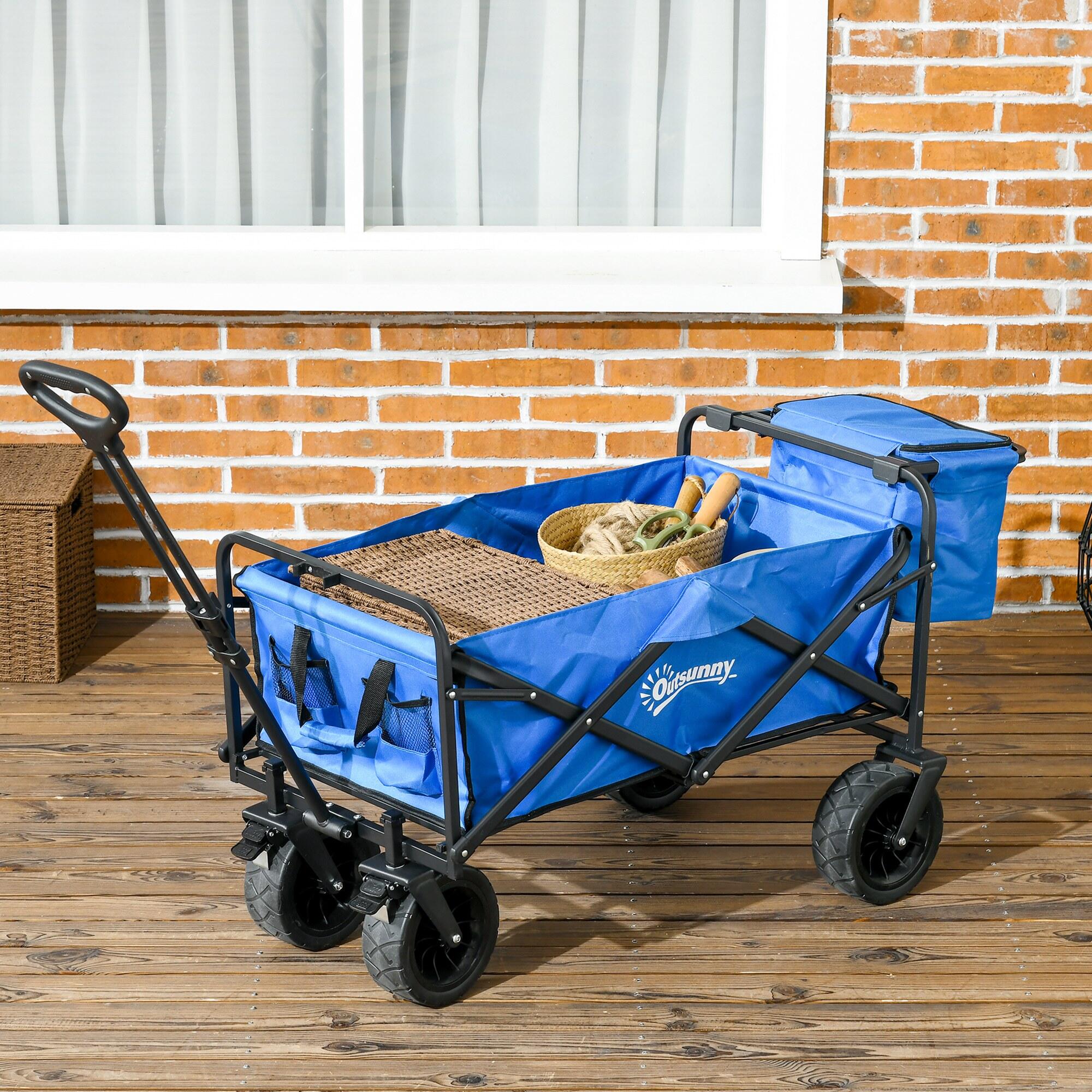 Outsunny Carrello da Esterno 110L con Maniglia Telescopica e Borsa Termica 15L 2/7