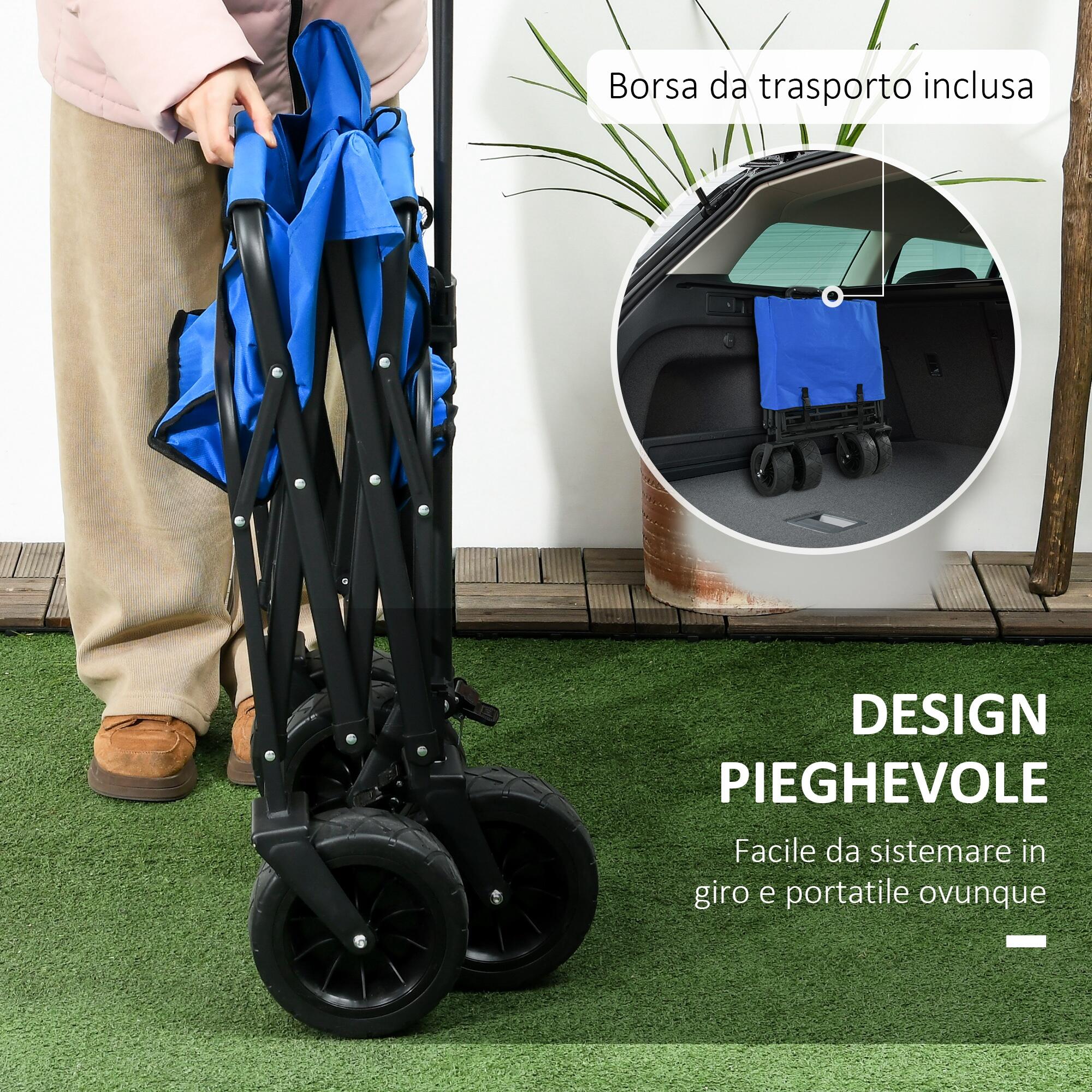 Outsunny Carrello da Esterno 110L con Maniglia Telescopica e Borsa Termica 15L 4/7