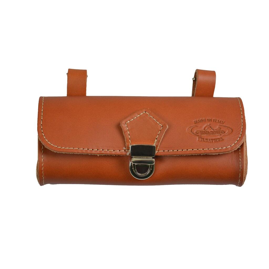 Selle Monte Grappa Leather Saddle Bag in Cognac with Logo