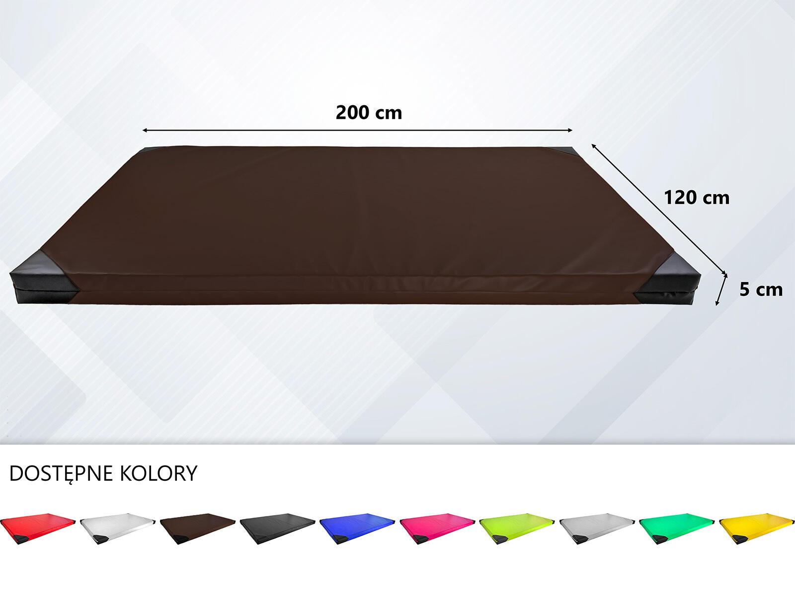 Materac gimnastyczny UNDERFIT 200 x 120 x 5 cm twardy brązowy 4/8