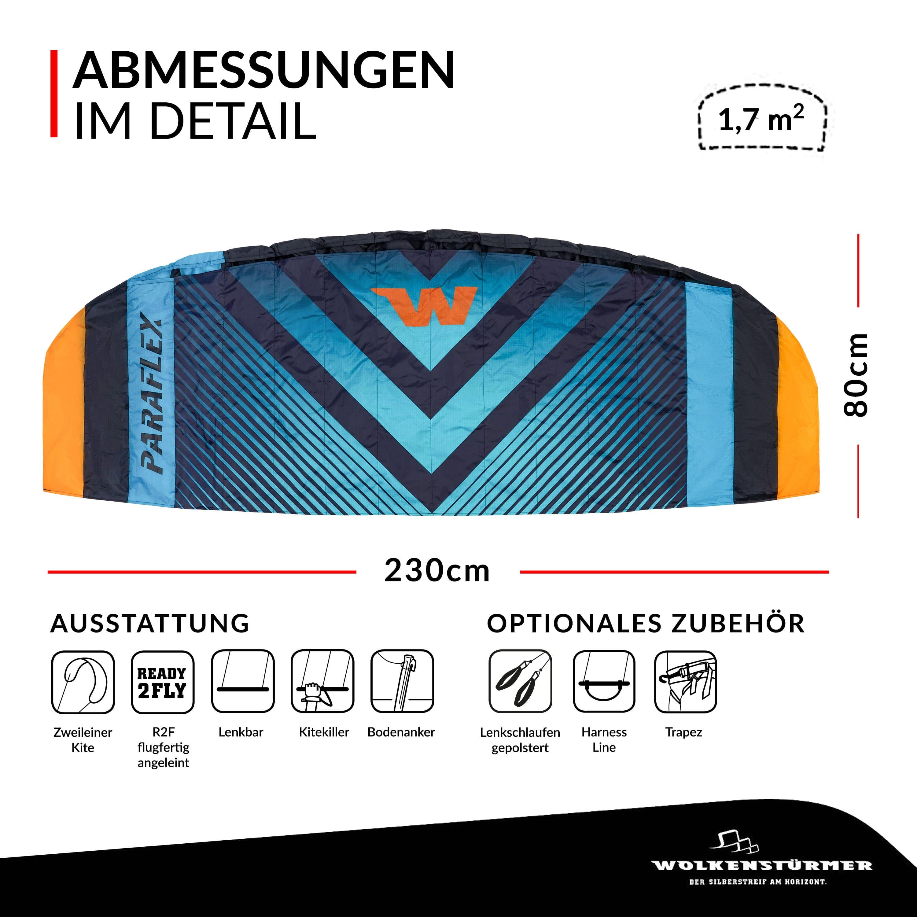 Lenkmatte Paraflex Sport 2.3 (türkis) - flugfertig inkl. Schnüre, Lenkschlaufen 7/7