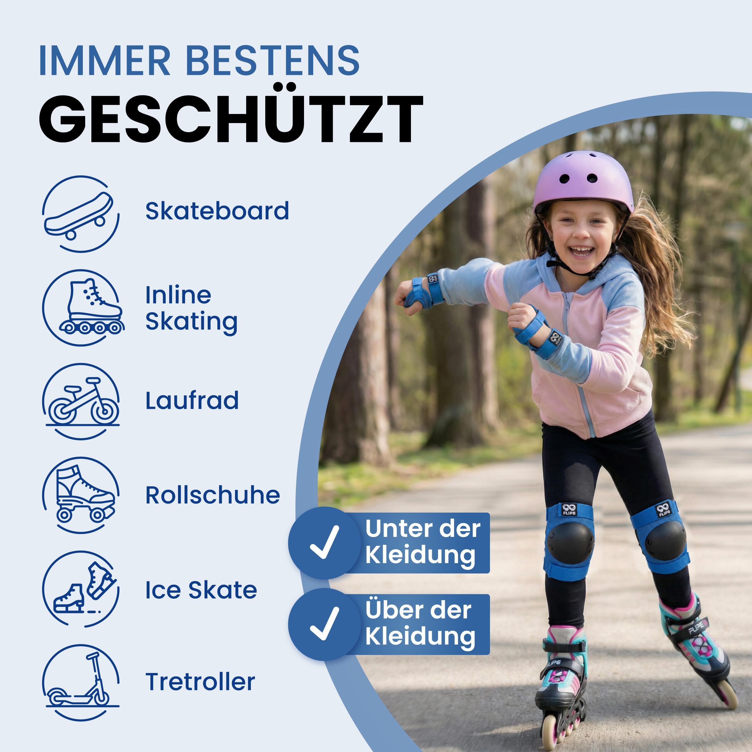 Protection Roller Enfant Fille - Protection Velo 3-12 Protege Genoux Skateboard 5/6