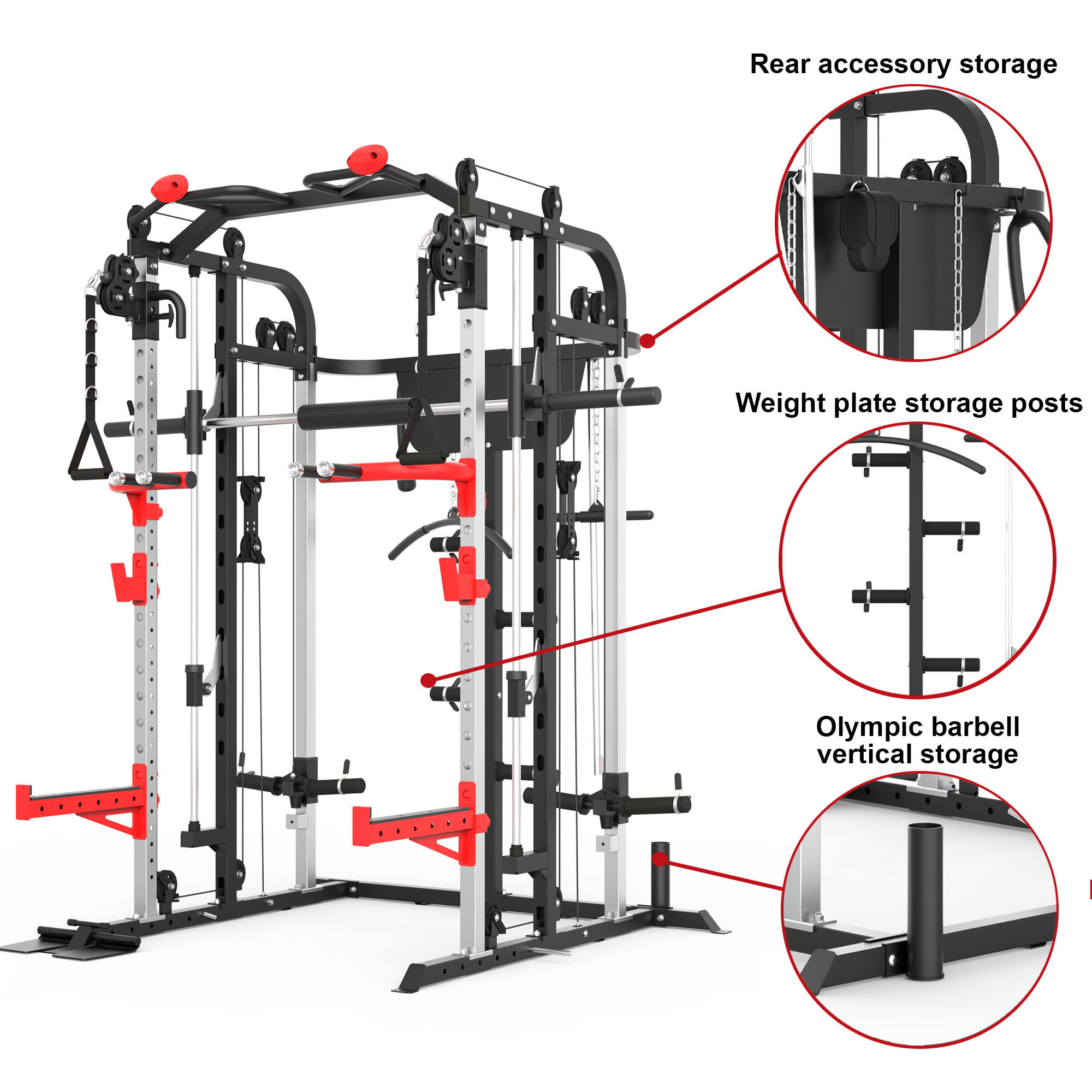 Jaula con Máquina Smith SM-4500 - Peso 124,4kg - Peso usuario 136kg 5/7