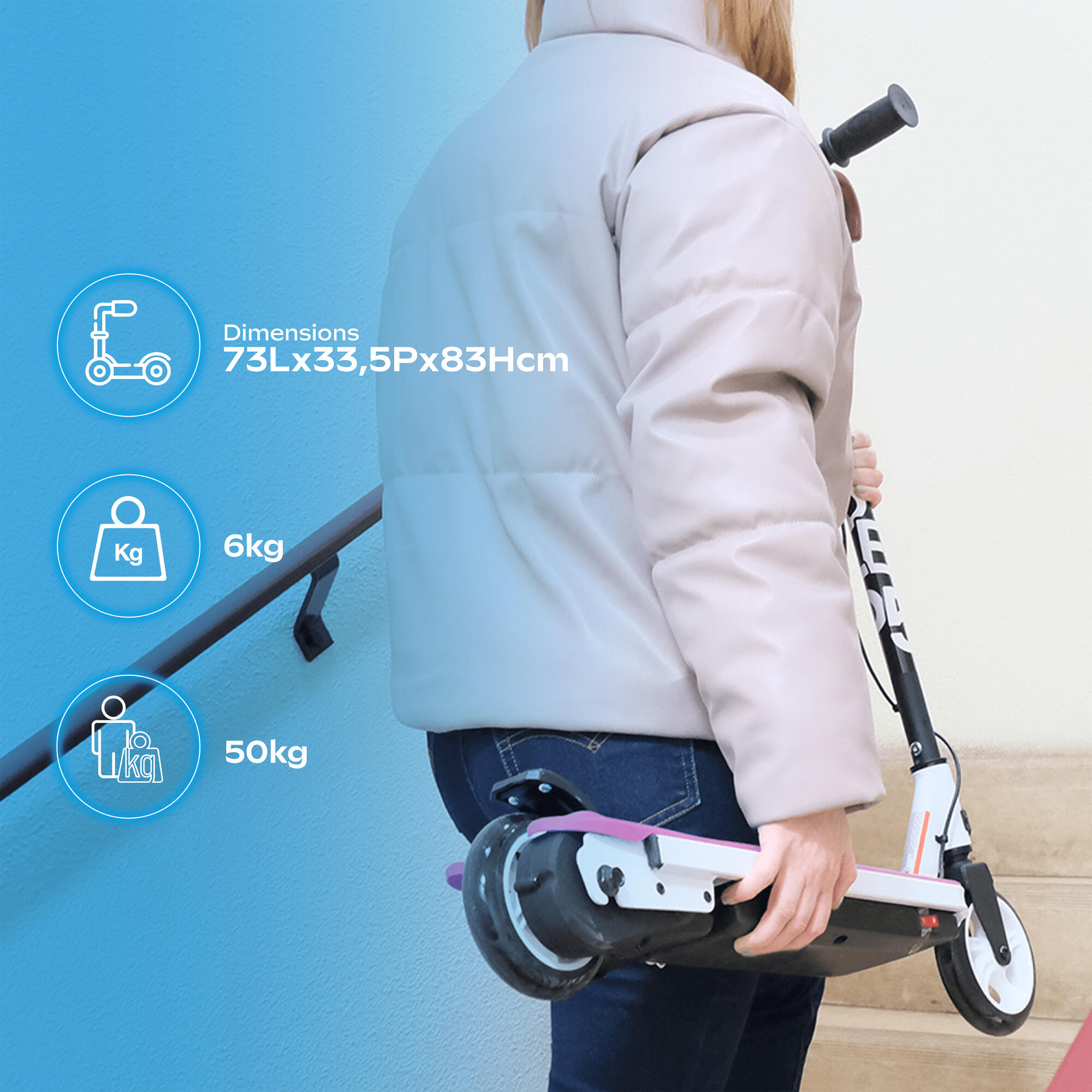 Kid-55 Flash  Scooter elétrica LED para crianças, 10 km/h, a partir dos 6 anos 3/7